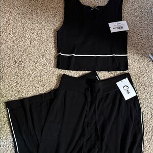 ZYIA Black Piping Classy Sweater Tank & Black Piping Classy Joggers  XL NWT